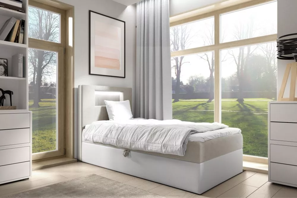 Gulta Gold 1 L Boxspring Standard ar LED Guļamvietas platums: 80 cm, Korpusa krāsa: balts, Guļamvietas garums: 200 cm, ·