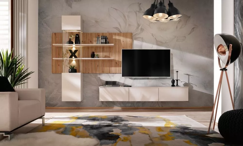 Sekcija Gusto Lux B ar LED Korpusa krāsa: bēšs, · 280 × 45 × 180 cm