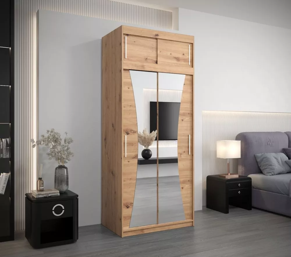 Skapis Monaco Premium · Ozols artisan · 100 × 62 × 240 cm
