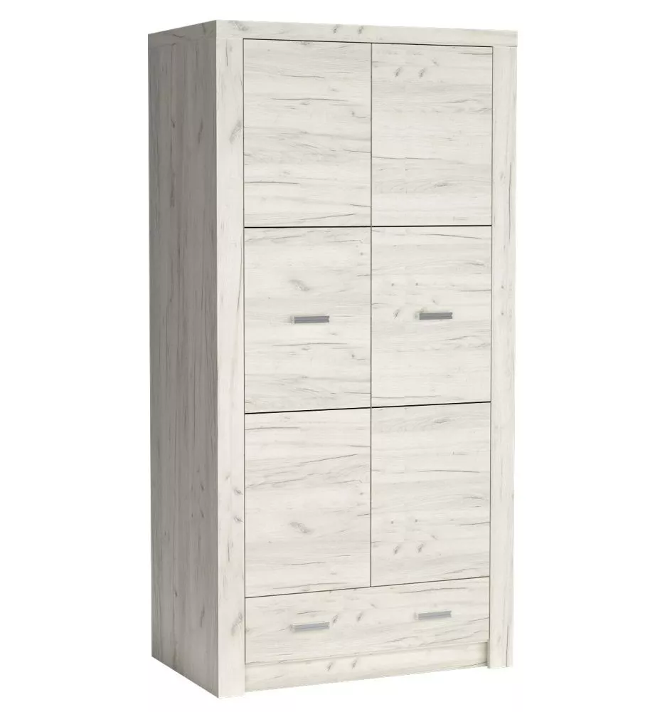 Skapis Indianapolis I1 · Ozols craft balts · 96 × 58 × 192 cm
