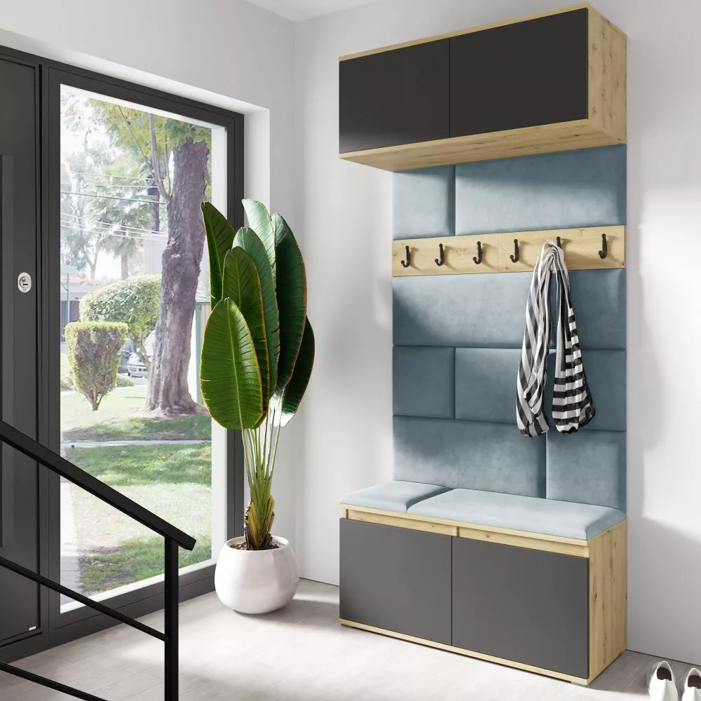 Apavu plaukts Emi 23 Trinity Korpusa krāsa: ozols artisan + melns, · 100 × 225 × 40 cm