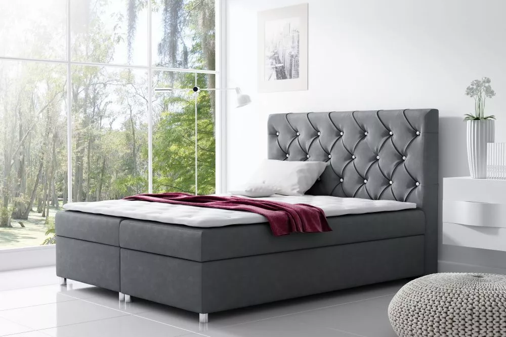 Gulta Roma Boxspring Premium Standard Guļamvietas platums: 140 cm, Guļamvietas garums: 200 cm, · Pelēks · 140 × 213 × 13