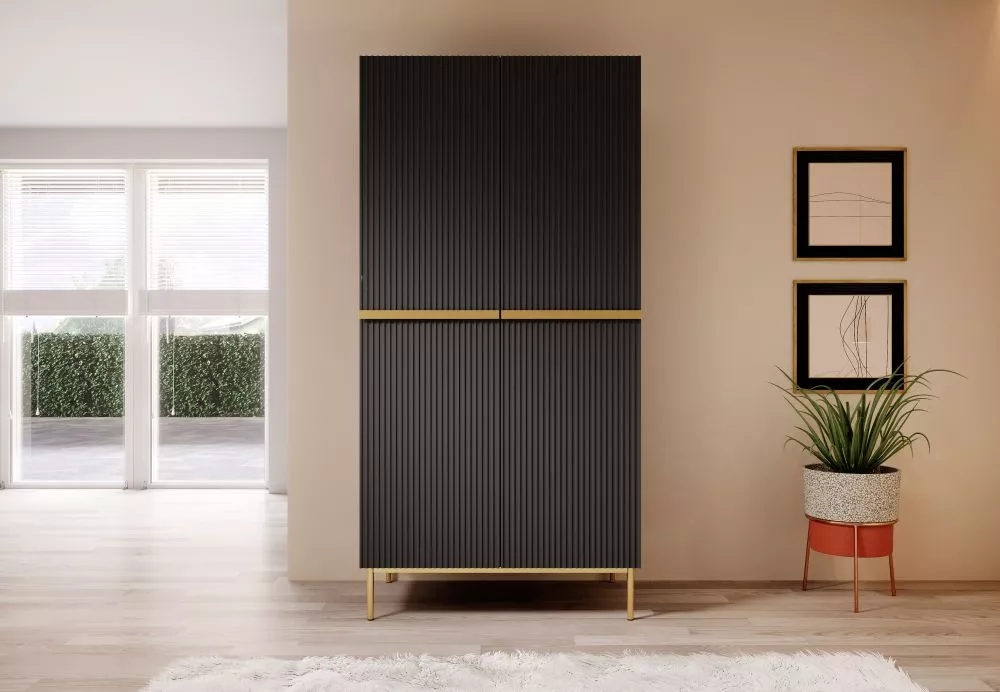 Skapis Nicole SZ100 2D2SZ Gold · Melns · 100 × 62 × 220 cm
