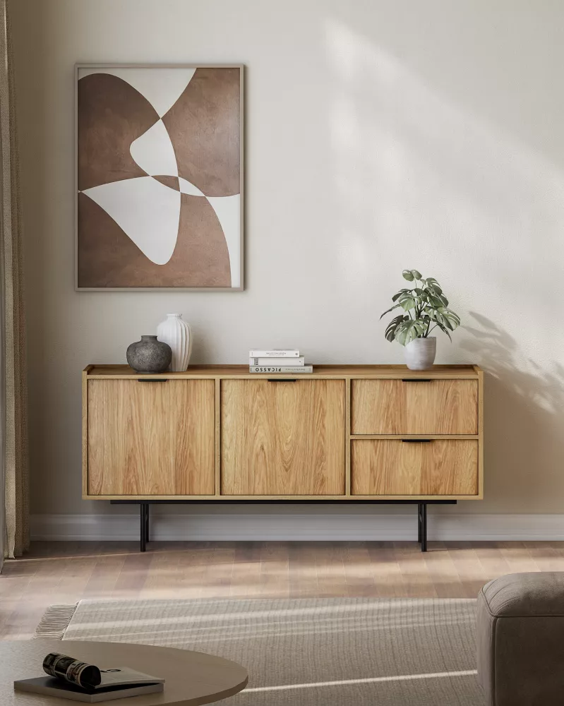 Kumode Edison K2D2S · Ozols hikora · 150 × 40 × 68 cm