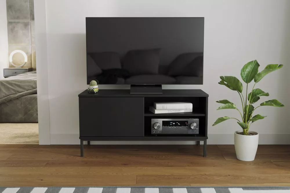TV tumba Querty QT-04 · Melns · 101 × 41 × 50 cm