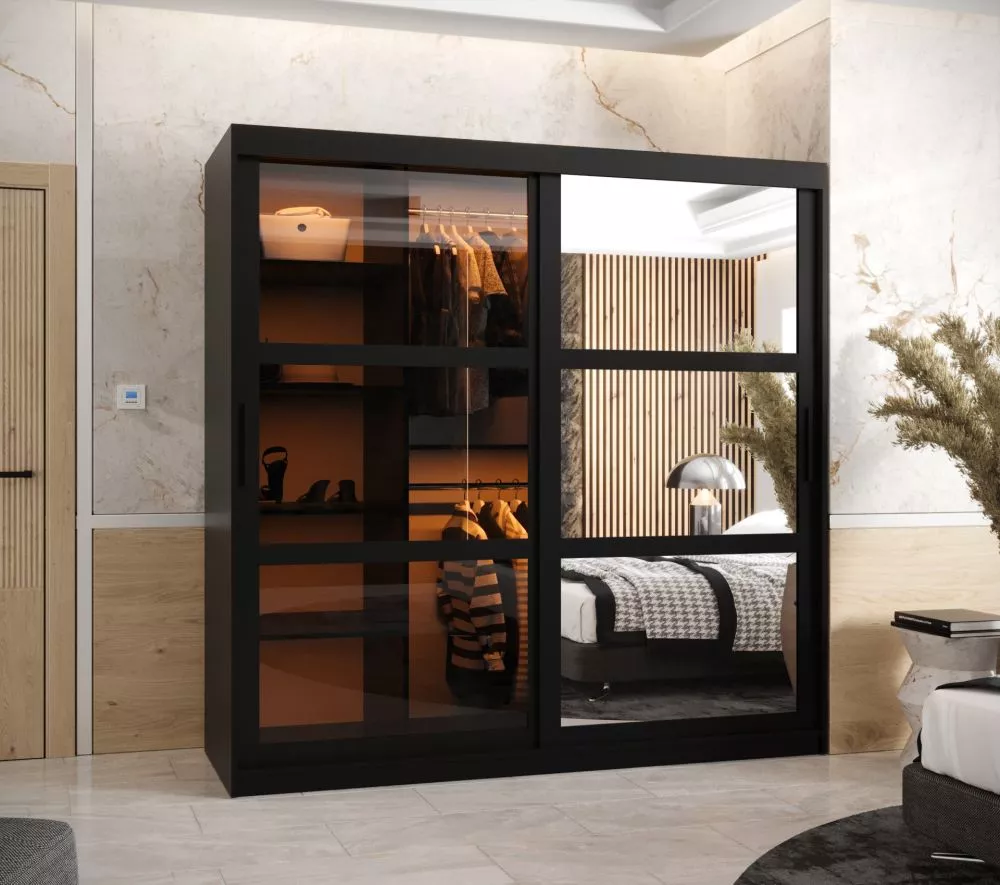 Skapis Dome 2 ar LED · Melns · 180 × 62 × 200 cm
