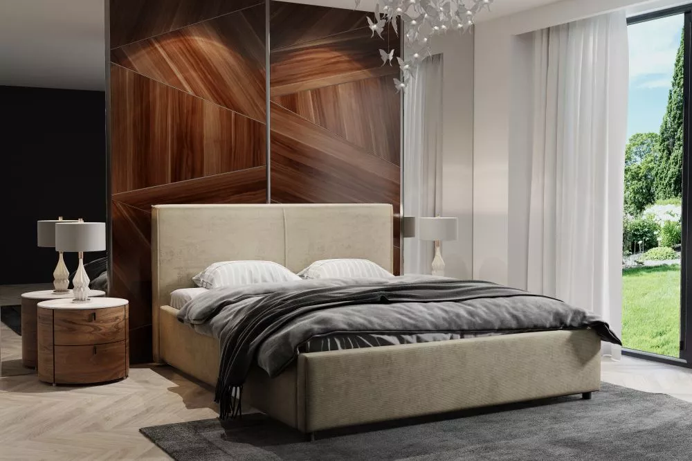 Gulta Inez Standard ar stelāžu Guļamvietas platums: 160 cm, Guļamvietas garums: 200 cm, · Bēšs · 180 × 222 × 92.5 cm