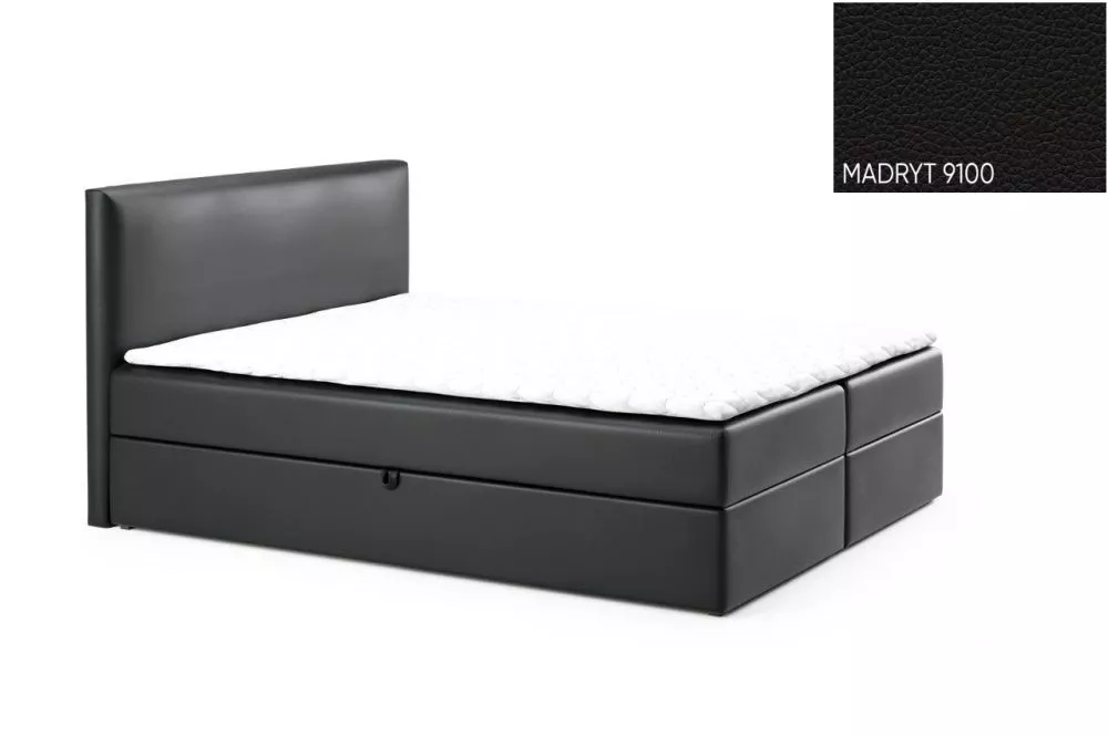 Gulta Noir Boxspring Standard Guļamvietas platums: 140 cm, Guļamvietas garums: 200 cm, · Melns · 143 × 206 × 101 cm