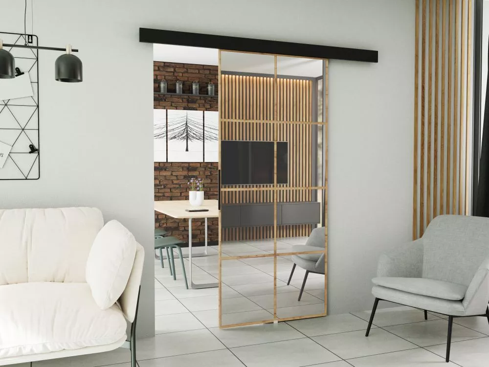Bīdāmās durvis Loki Mirror · Ozols craft zelts · 66 × 205 cm
