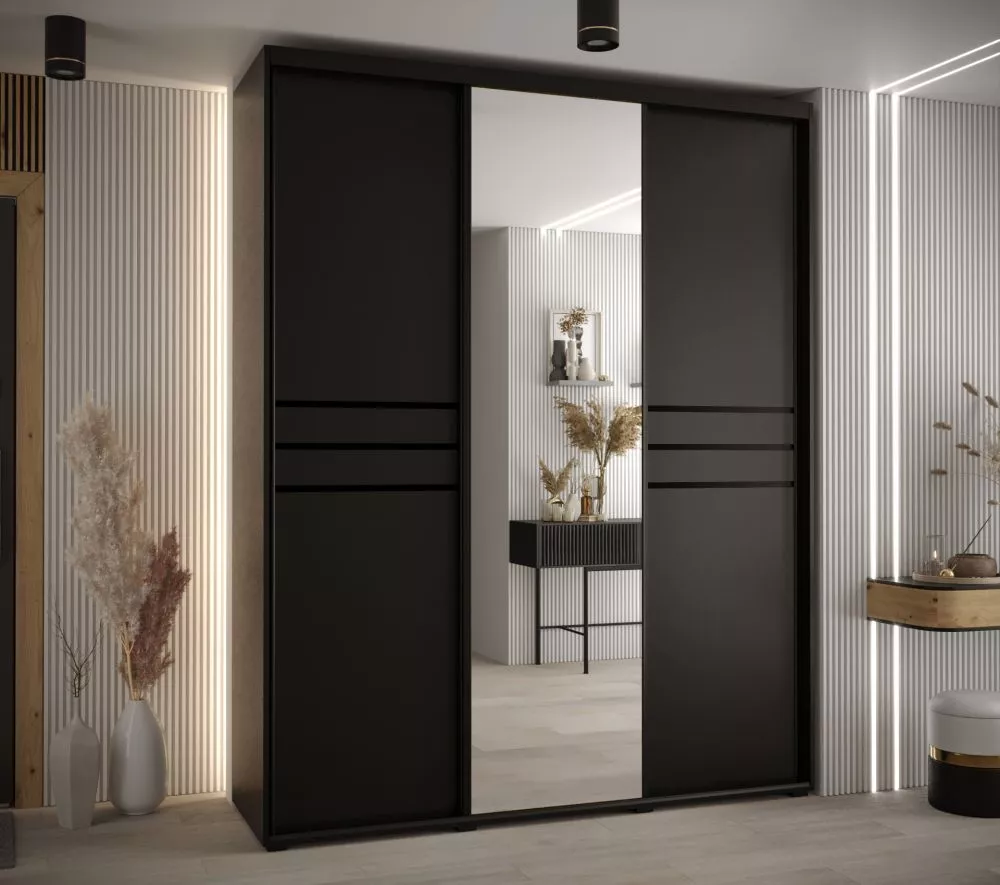 Skapis Cannes 11 · Melns · 200 × 60 × 205.2 cm