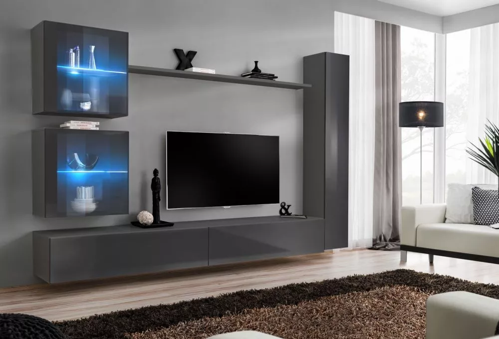 Sekcija Switch 18 · Grafīts · 280 × 40 × 180 cm