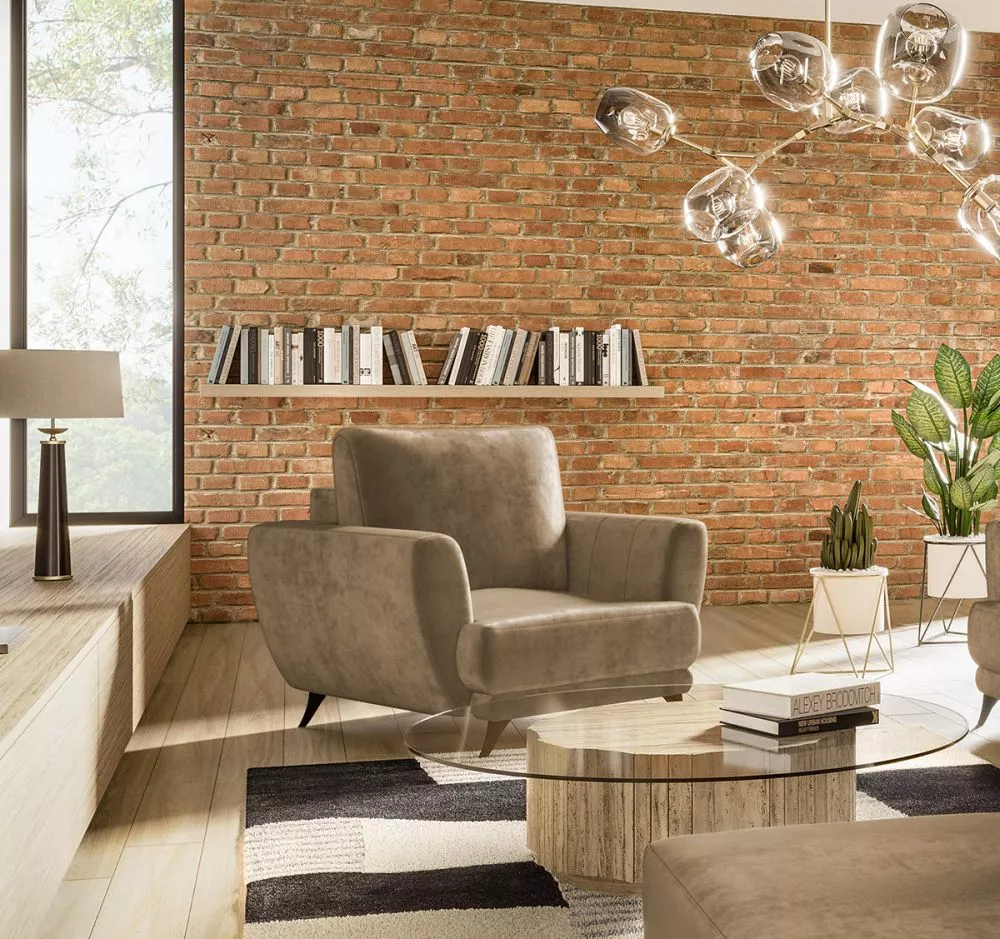 Mīksts krēsls Megis 1S Lux standard Sēdvietas dziļums: 60 cm, · Brūns · 102 × 94 × 87 cm