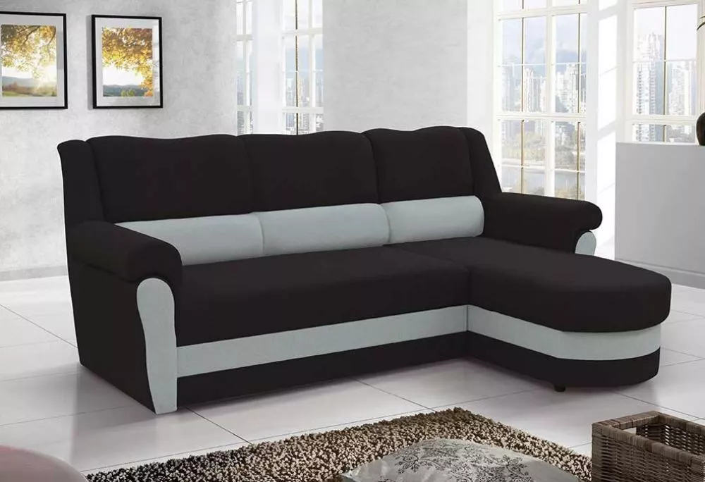Dīvāns Bruno Standard · Melns + pelēks · 170 × 240 × 96 cm