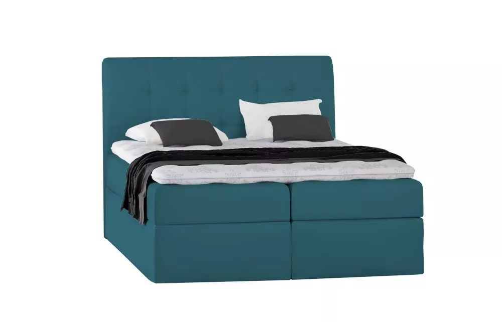 Gulta Boxspring 50 standard Guļamvietas platums: 200 cm, Guļamvietas garums: 200 cm, · Tirkīzs · 201 × 210 × 130 cm