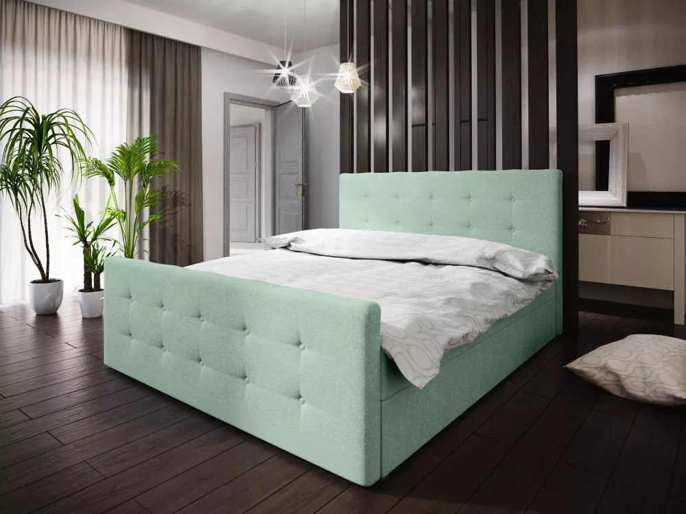Gulta Milano 1 Boxspring Standard Guļamvietas platums: 160 cm, Guļamvietas garums: 200 cm, · Piparmētru · 165 × 216 × 10