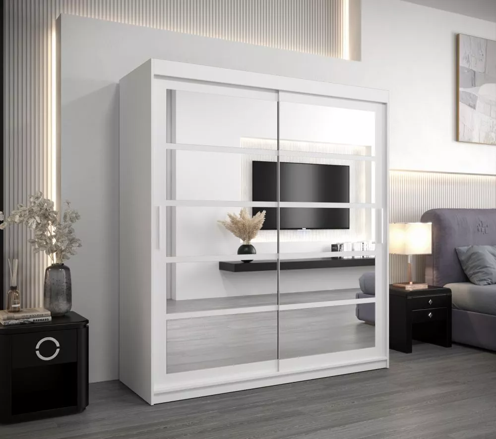 Skapis Roma 2 · Balts · 180 × 62 × 200 cm