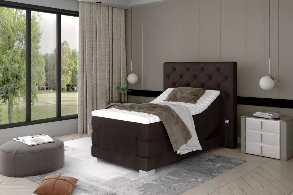 Gulta Clover Electric Boxspring Lux standard Guļamvietas platums: 90 cm, Guļamvietas garums: 200 cm, · Tumši brūns · 109