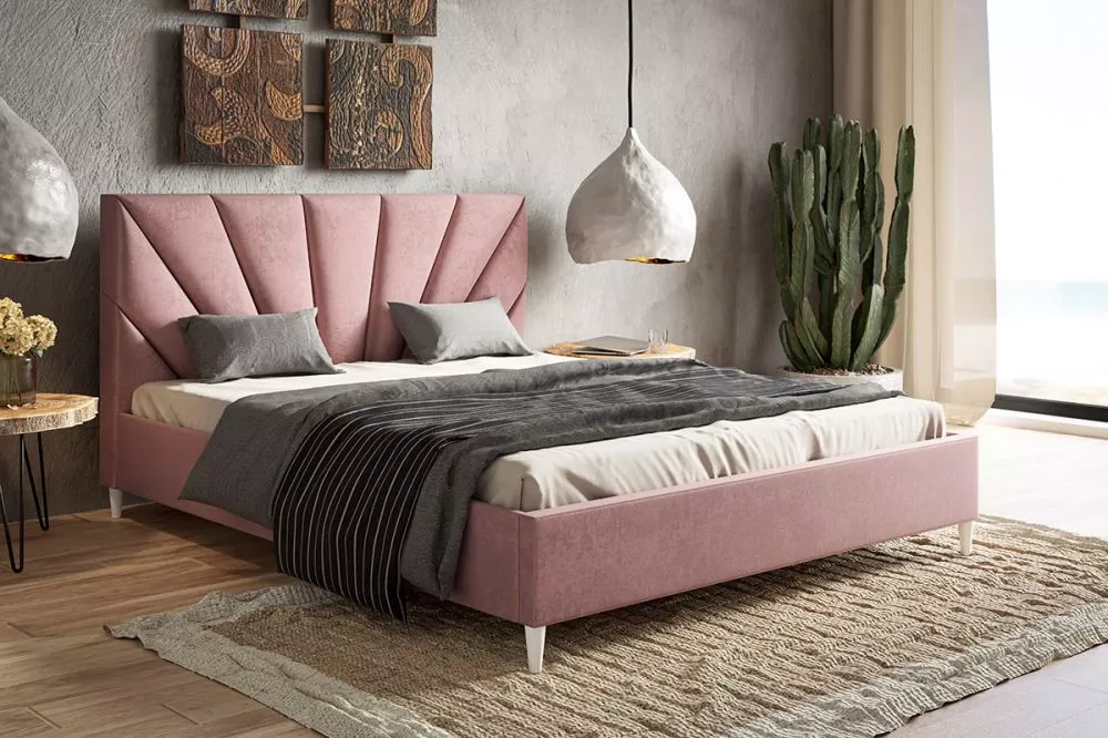 Gulta Lux 3 standard ar stelāžu Guļamvietas platums: 160 cm, Guļamvietas garums: 200 cm, stelāžas tips: koka, · Rozā · 1