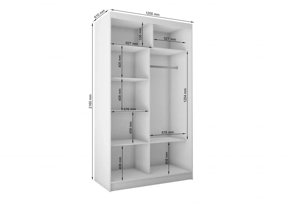 Skapis Patti ar LED · Melns · 120 × 61 × 216 cm