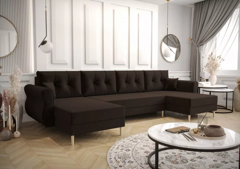 Dīvāns Apollo U Standard · Tumši brūns · 140 × 300 × 93 cm