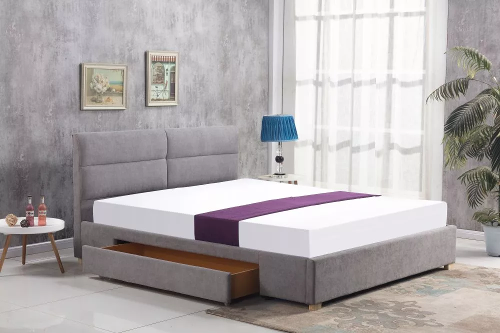Gulta Merida 160x200 ar stelāžu Guļamvietas platums: 160 cm, Guļamvietas garums: 200 cm, · Pelēks · 170 × 216 × 95 cm