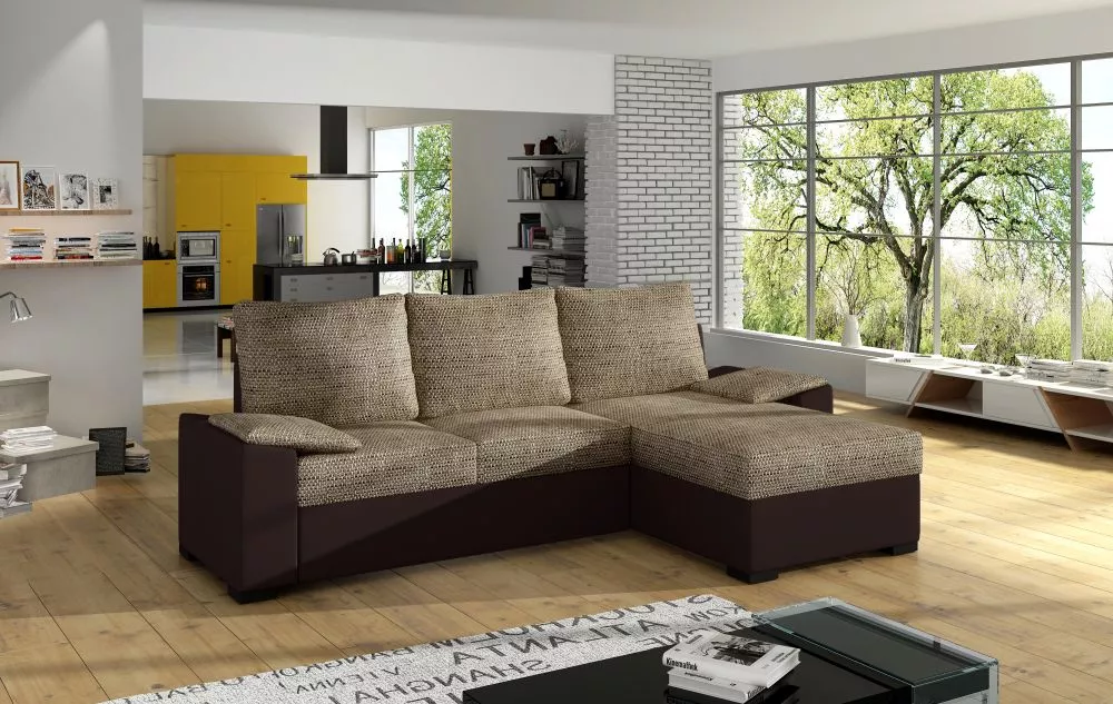 Dīvāns Lusso standard · Bēšs + brūns · 160 × 245 × 90 cm