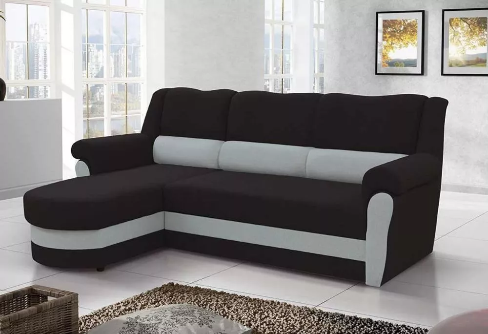 Dīvāns Bruno Standard · Melns + pelēks · 170 × 240 × 96 cm