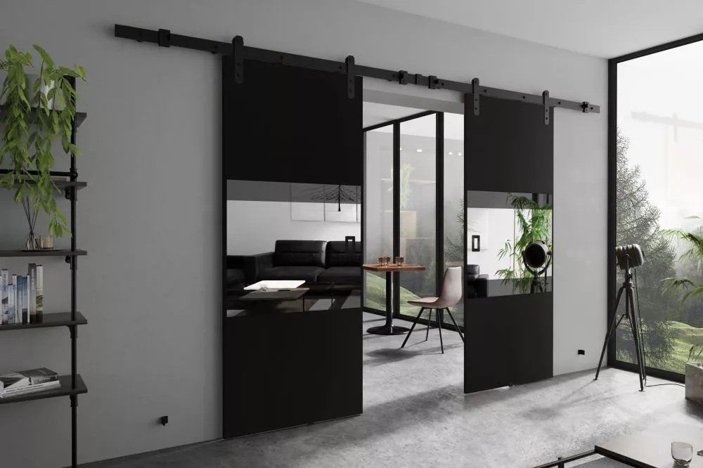 Bīdāmās durvis Mia Loft Duo · Melns · 212 × 205 cm