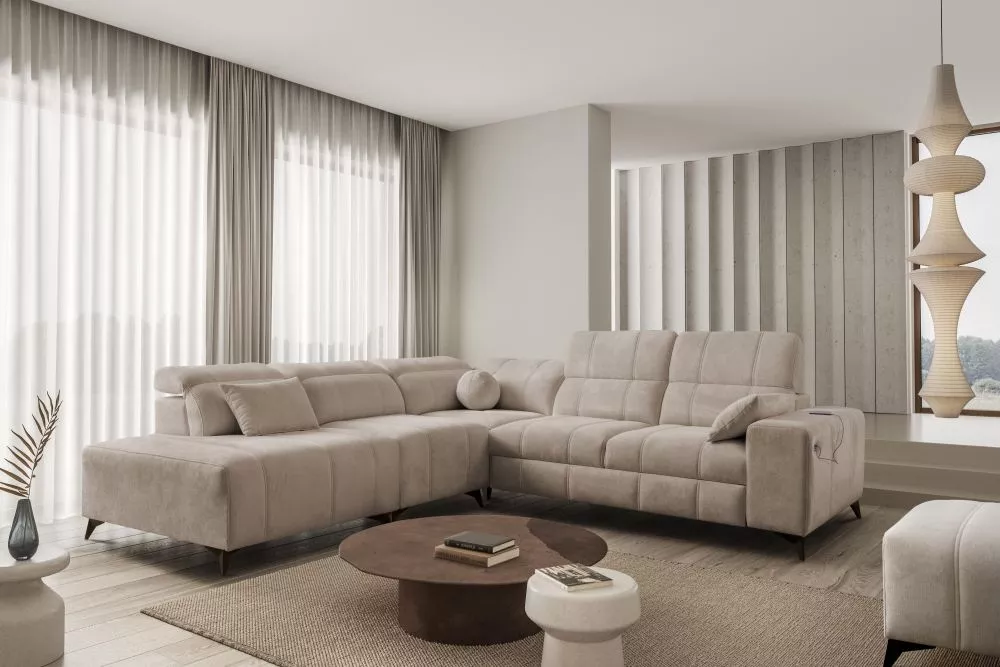 Dīvāns Dafne 9 Spring Standard · Kapučino · 276 × 286 × 77 cm