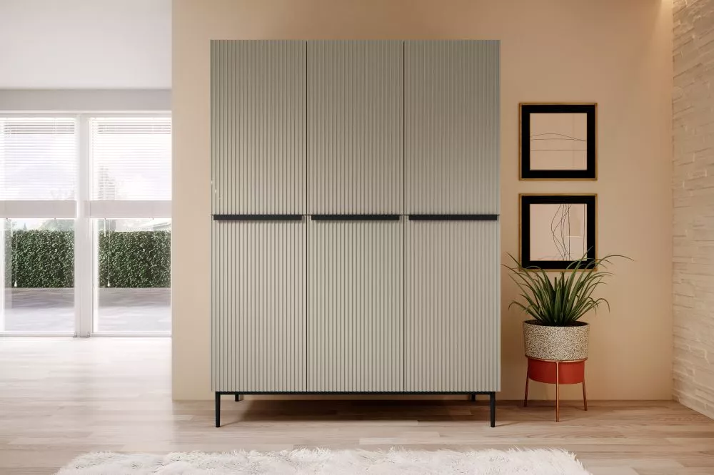 Skapis Nicole SZ150 3D Black · Gaiši bēšs · 150 × 62 × 220 cm