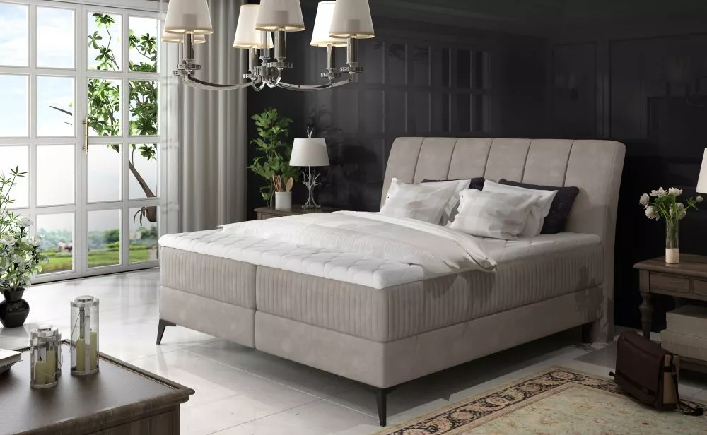 Gulta Aderito Boxspring Classic standard Guļamvietas platums: 180 cm, Guļamvietas garums: 200 cm, · Krēma · 183 × 221 × 