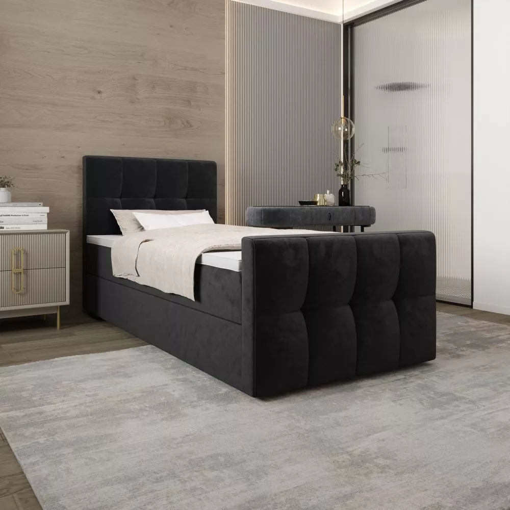 Gulta Manhattan P Boxspring Standard Guļamvietas platums: 80 cm, Guļamvietas garums: 200 cm, · Antracīts · 80 × 218 × 10
