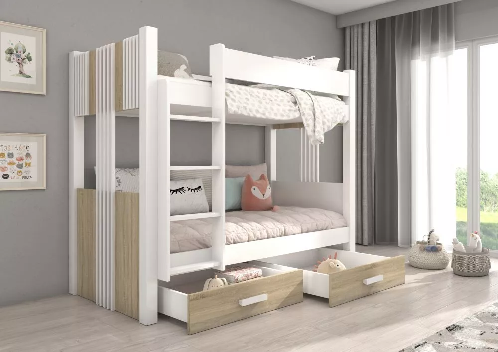 Gulta Arta ar stelāžam Guļamvietas platums: 80 cm, Korpusa krāsa: balts, Guļamvietas garums: 180 cm, stelāžas tips: koka