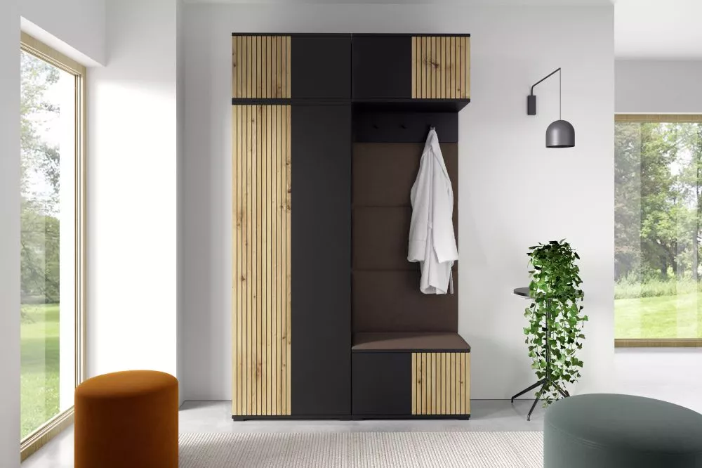 Apavu plaukts Ross 3 Trinity Korpusa krāsa: melns + ozols artisan, · 140 × 225 × 40 cm