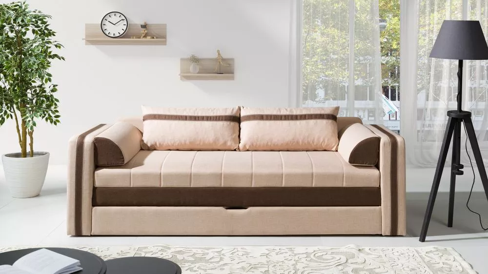 Dīvāns Euforia Sofa Standard · Bēšs + tumši brūns · 75 × 222 × 77 cm