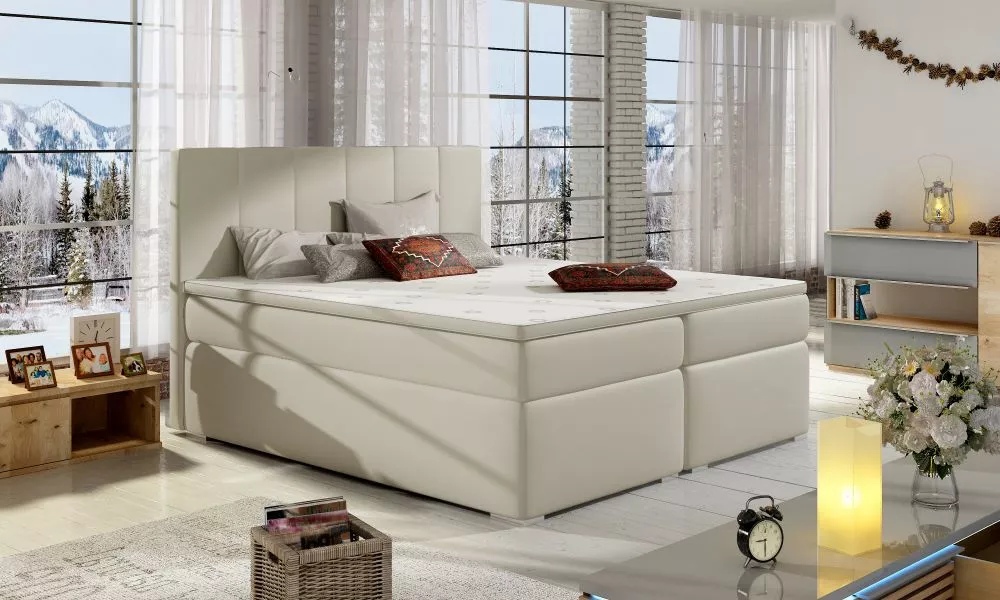 Gulta Bolero Boxspring standard Guļamvietas platums: 160 cm, Guļamvietas garums: 200 cm, · Krēma · 163 × 205 × 126 cm
