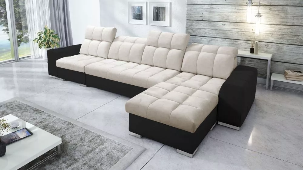 Dīvāns Pagano 12 Premium Standard · Tumši bēšs + melns · 179 × 366 × 83 cm