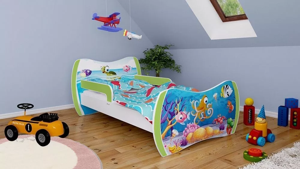 Bērnu gulta Dream L01 140x70 DM28 ar stelāžu Guļamvietas platums: 70 cm, Guļamvietas garums: 140 cm, · 94 × 144 × 71 cm