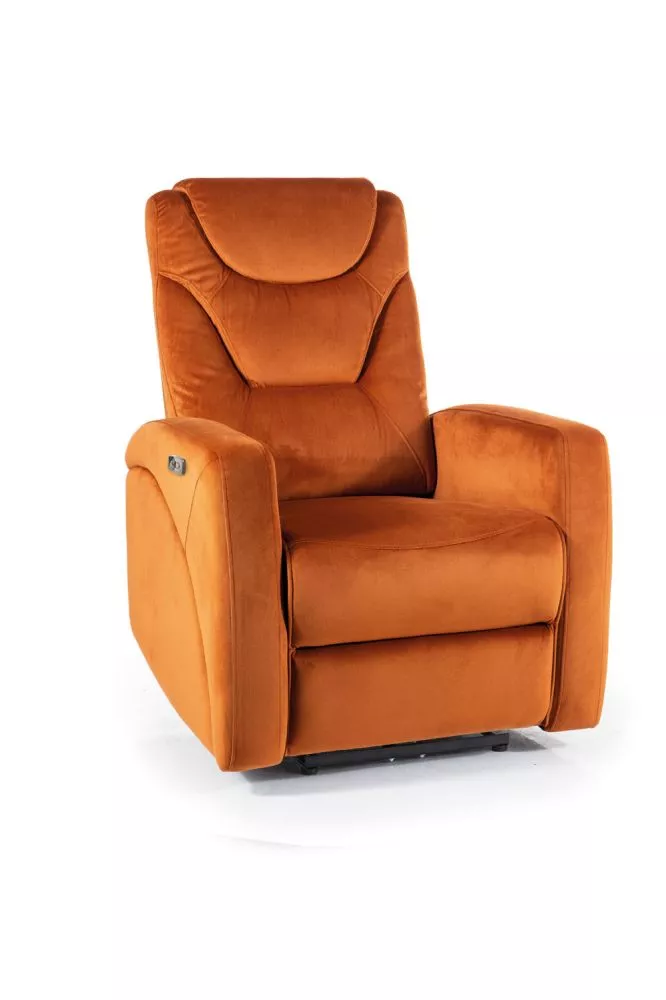 Mīksts krēsls Kronos Velvet Sēdvietas dziļums: 53 cm, Maksimālais dziļums: 160 cm, · Oranžs · 79 × 94 × 107 cm