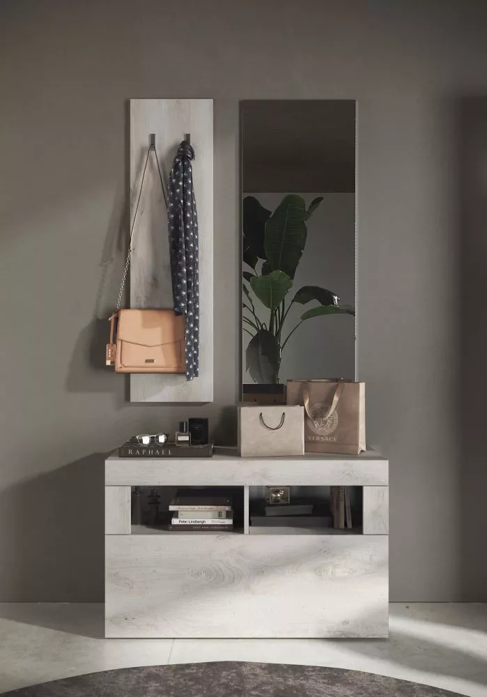 Koridora iekārta Basic G01 · Balināta priede · 91 × 35 cm