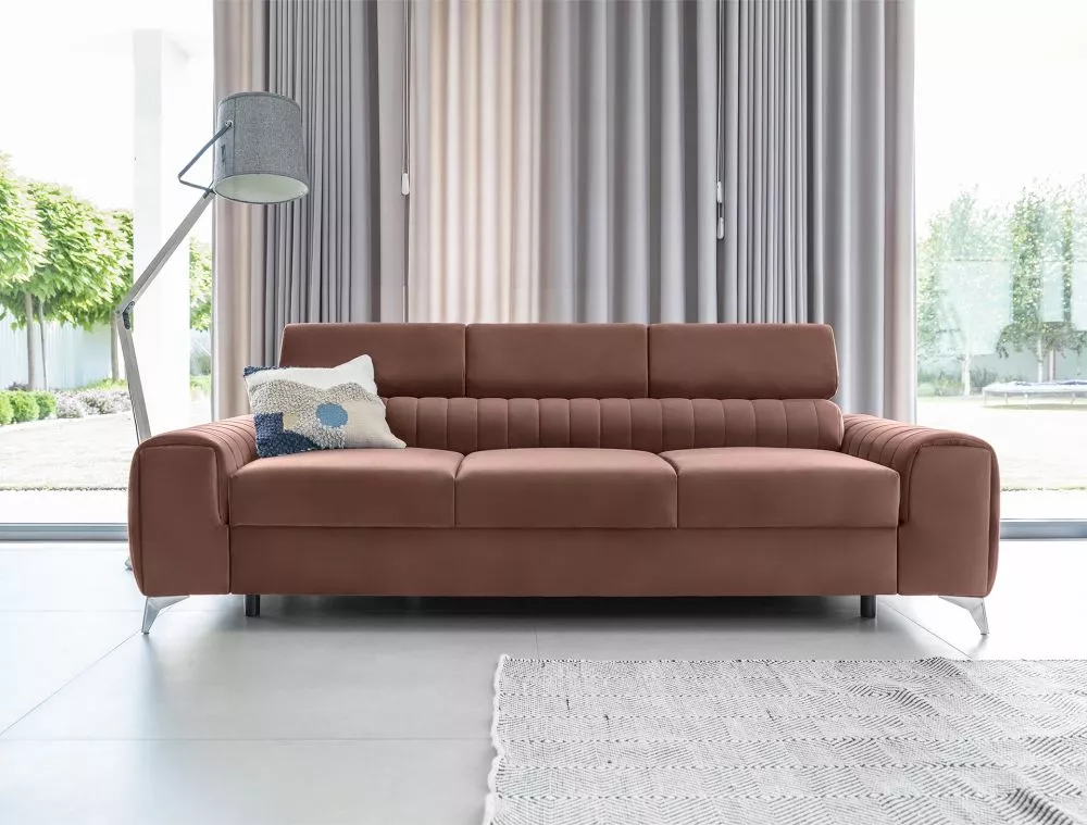 Dīvāns Laurence 3S Standard · Rozā · 97 × 260 × 75 cm
