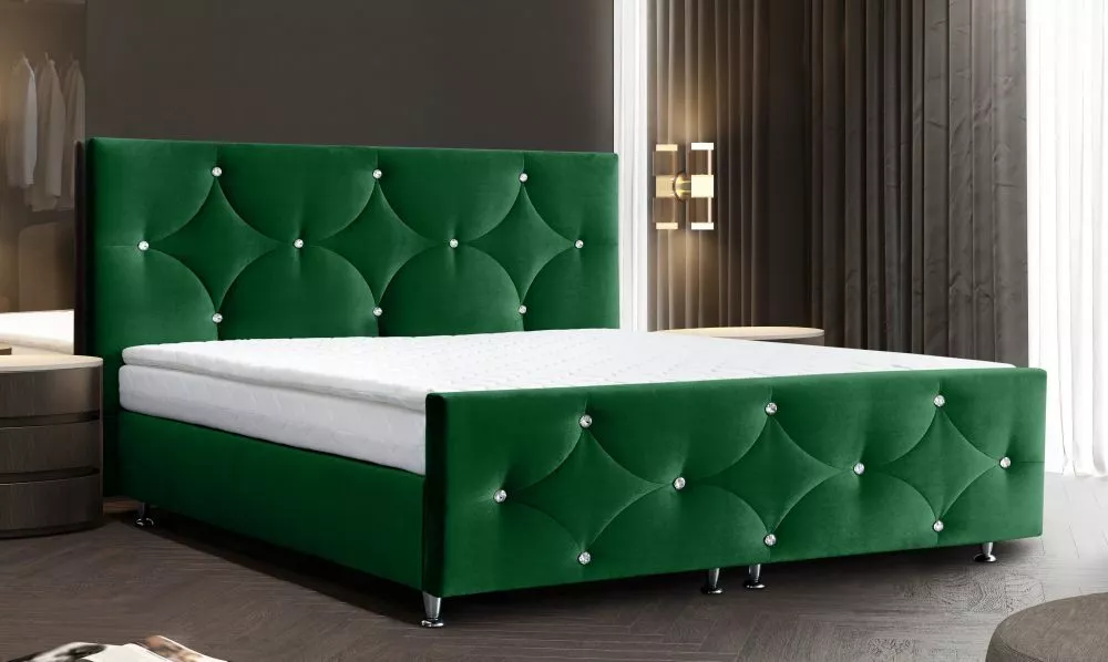 Gulta Verona Boxspring Standard Guļamvietas platums: 160 cm, Guļamvietas garums: 200 cm, · Zaļš · 177 × 214 × 119.5 cm