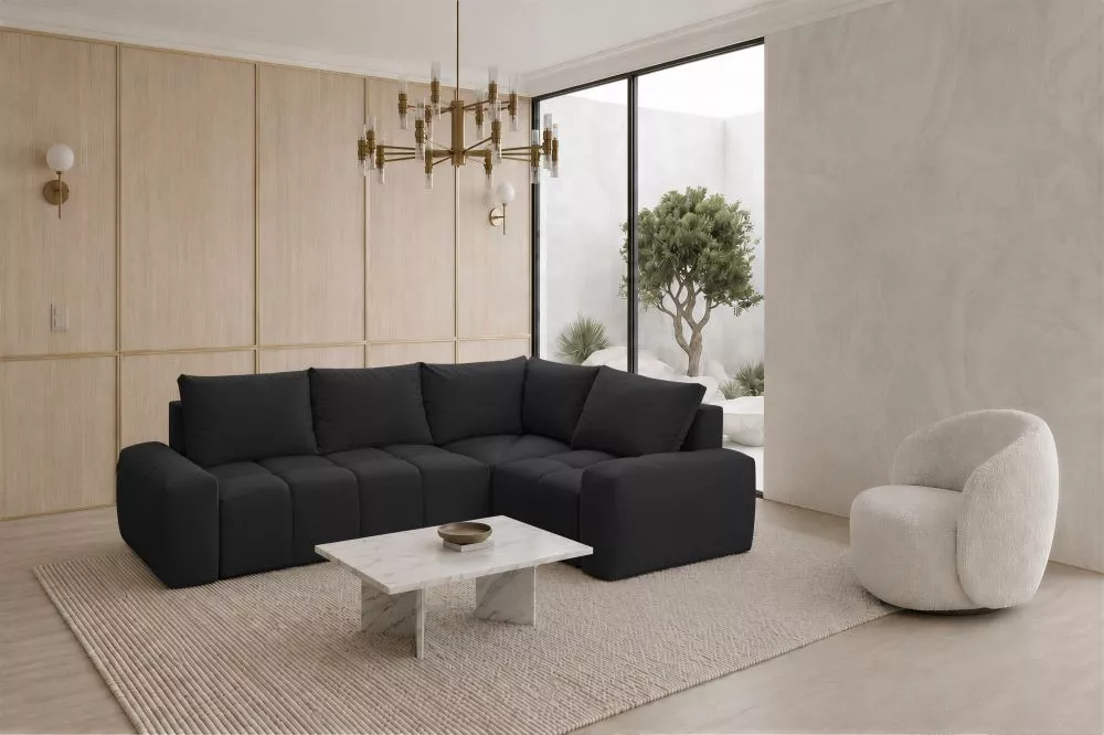 Dīvāns Marcelo 2 Standard · Melns · 185 × 257 × 83 cm