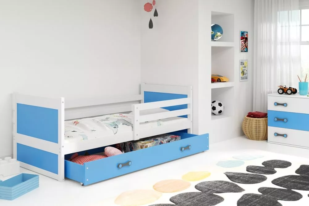 Bērnu gulta Rico Single White ar stelāžu Guļamvietas platums: 90 cm, Guļamvietas garums: 200 cm, · 97 × 205 × 73 cm