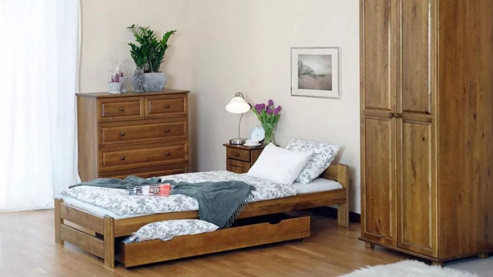 Gulta Niwa ar stelāžu Guļamvietas platums: 90 cm, Guļamvietas garums: 200 cm, · Eiropas ozols · 98 × 207 × 50 cm