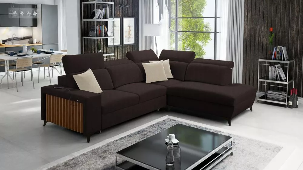 Dīvāns Bartone 7 Standard · Tumši brūns · 224 × 283 × 83 cm