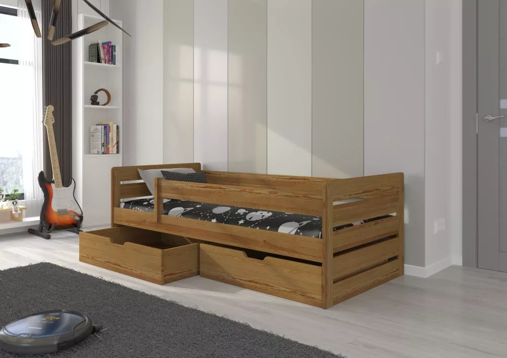 Bērnu gulta Bella 80x180 ar stelāžu Guļamvietas platums: 80 cm, Guļamvietas garums: 180 cm, · Ozols · 87 × 185 × 63 cm