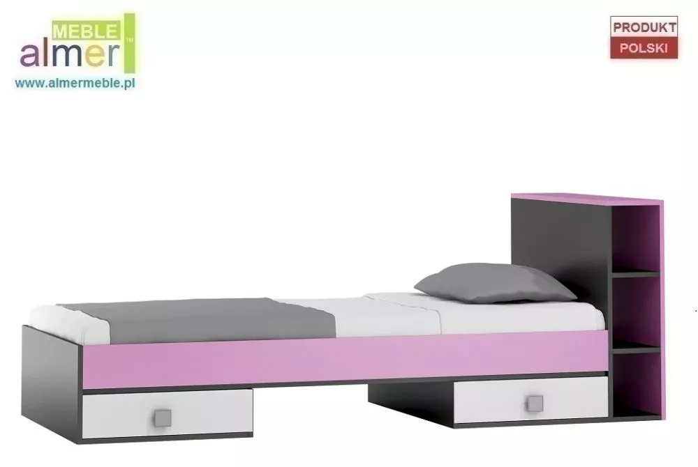 Bērnu gulta Y19 ar stelāžu Guļamvietas platums: 90 cm, Guļamvietas garums: 200 cm, · 94 × 226 × 90 cm