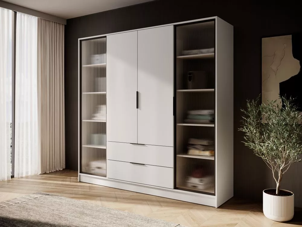 Skapis Kelly 4DRD ar LED · Krēms · 206 × 51 × 200 cm
