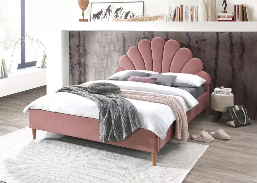 Gulta Santana Velvet 160x200 ar stelāžu Guļamvietas platums: 160 cm, Guļamvietas garums: 200 cm, stelāžas tips: koka, · 